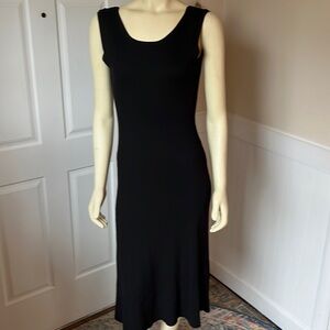 Nwt Whyte Valentyne Black Ribbed Tank Low Scoop Back Flare Skirt Slip Dress 10